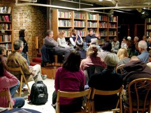 Group of people in a library